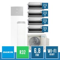 DAIKIN 5MWXM68A9 + 3x FDXM25F9 + FDXM35F9 Multi+ R32 Inverter Quadrisplit Kit with 3 Low-Prevalence Ducts and DHW Tank (of your choice) - 6.8 kW