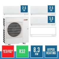 MITSUBISHI ELECTRIC MXZ-4F83VFHZ + 2x MSZ-AY25VGKP + MSZ-AY50VGKP Trialsplit-Kit (+1) Wandmontierte MSZ-AY in R32 Hyper Heating-Wärmepumpe - 8.3kW