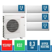 MITSUBISHI ELECTRIC MXZ-4F83VFHZ + 2x MSZ-BT20VGK + 2x MSZ-BT25VGK Quadrisplit-Wandbausatz MSZ-BT in R32 Hyper Heating Wärmepumpe - 8.3 kW