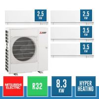 MITSUBISHI ELECTRIC MXZ-4F83VFHZ + 2x MSZ-EF25VGKW + 2x MSZ-EF35VGKW Kirigamine Zen Wand-Quadrisplit-Kit in R32 Hyper Heating-Wärmepumpe - 8.3 kW Weiß