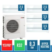 MITSUBISHI ELECTRIC MXZ-4F83VFHZ + 2x MSZ-LN25VG2V + 2x MSZ-LN35VG2V Quadrisplit-Wandkit im Kirigamine-Stil in R32 Hyper Heating-Wärmepumpe - 8.3 kW Perlweiß