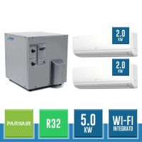 PARKAIR PRK-2MCW-18 + 2x PRK-WI-M07S Kit Dualsplit a Parete Acqua/Aria DC Inverter + H2O Inverter R32 con Wi-Fi Integrato - 5.0 kW