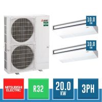 MITSUBISHI ELECTRIC PUZ-M200YKA2 + (2x) PCA-M100KA Free Compo Twin Standard Inverter R32 Kit with Ceiling Suspended Units - 20.0 kW Three-Phase