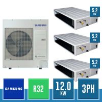SAMSUNG AC120RXADNG/EU + 3x AC052RNMDKG/EU Combinazione Triple Gamma Standard con 3 Canalizzabili Media Prevalenza Digital Inverter R32 - 12.0 kW Trifase