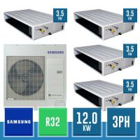 SAMSUNG AC120RXADNG/EU + 4x AC035RNMDKG/EU Combinazione Quadruple Gamma Standard con 4 Canalizzabili Media Prevalenza Digital Inverter R32 - 12.0 kW Trifase