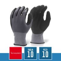TECNOSYSTEMI HCC200019 Paar Handschuhe aus Nylon und Lycra, beschichtet mit schwarzem Nitrilschaum - Größe 10 (10 Stück)