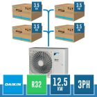 DOUBLE TWIN Daikin Sky Air Alpha R32 System with Outdoor Unit RZAG125NY1 12.5 kW Three-Phase + 4 Indoor Units 3.5 kW