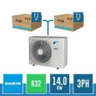 Daikin Sky Air Alpha R32 TWIN-System mit RZAG140NY1 14.0 kW dreiphasiger Außeneinheit + 2 7.1 kW Inneneinheiten