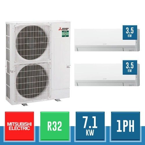 MITSUBISHI ELECTRIC PUZ-ZM71VHA2 + (2x) PKA-M35LAL2 Free Compo
