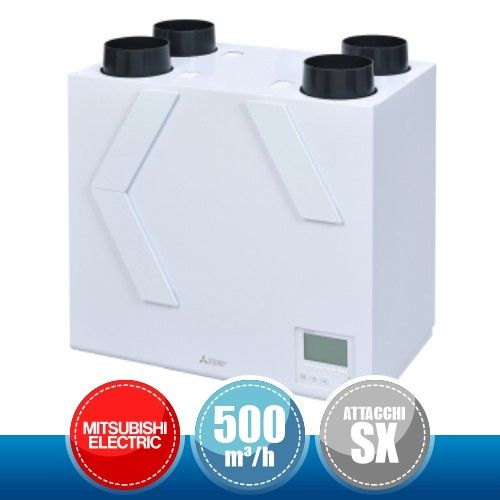 MITSUBISHI ELECTRIC VL-500CZPVU-L-E Recuperatore di Calore Sensibile  Residenziale VMC per Installazione Verticale - 500 mc/h (Versione SX)