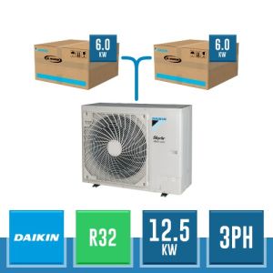 Daikin Sky Air Alpha R32 TWIN-System mit RZAG125NY1 12.5 kW dreiphasiger Außeneinheit + 2 6.0 kW Inneneinheiten