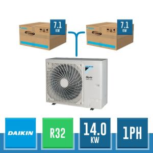 Système TWIN Daikin Sky Air Alpha R32 avec Unité Extérieure RZAG140NV1 14.0 kW Monophasée + 2 Unités Internes 7.1 kW