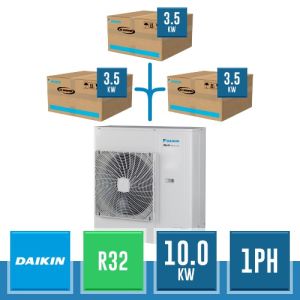 TRIPLE Daikin Sky Air Advance R32 System with Outdoor Unit RZASG100MV 10.0 kW Single-Phase + 3 Indoor Units 3.5 kW