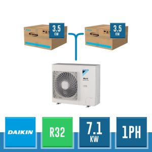 Système TWIN Daikin Sky Air Advance R32 avec Unité Extérieure RZASG71MV1 7.1 kW Monophasée + 2 Unités Internes 3.5 kW